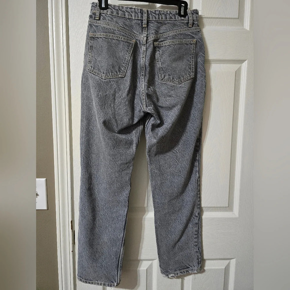 ZARA Gray Stonewash High Rise Straight Leg Jeans, Relaxed Fit, Ankle Length, EUC - Picture 7 of 14